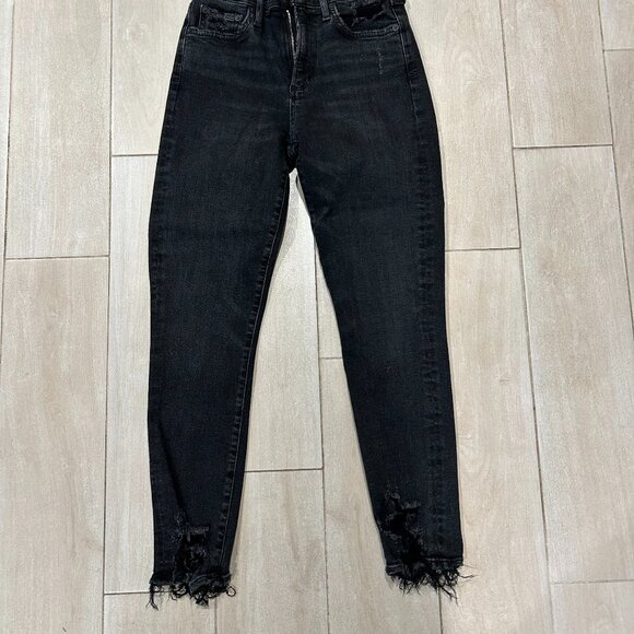 Womens AGOLDE Sophie A018 C-844 Black Distressed Crop Skinny Jeans Chewed Hem 27 - Picture 4 of 13